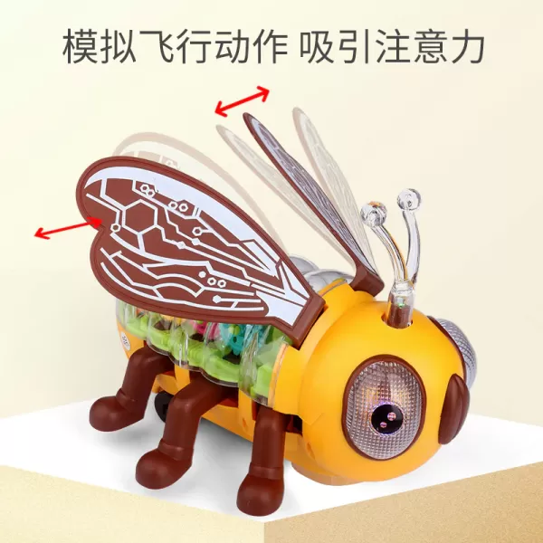 Transparent luminous bee with gears and music (in stock)